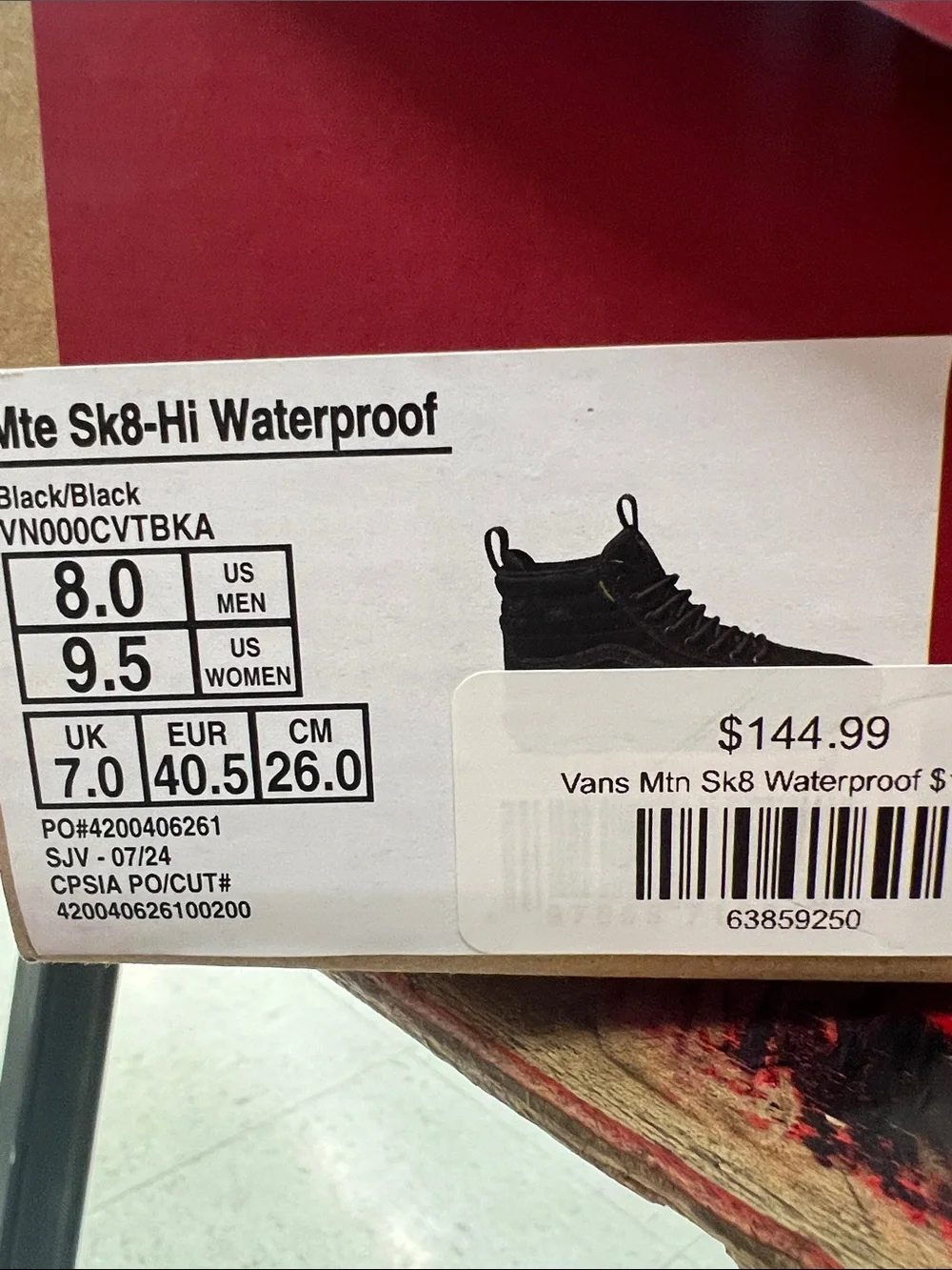 Vans MTE Sk8-Hi Waterproof, Black High-Top Skate Boots, M’s 8/W’s 9.5